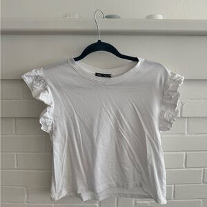 Zara Crisp White Ruffle Sleeve Blouse